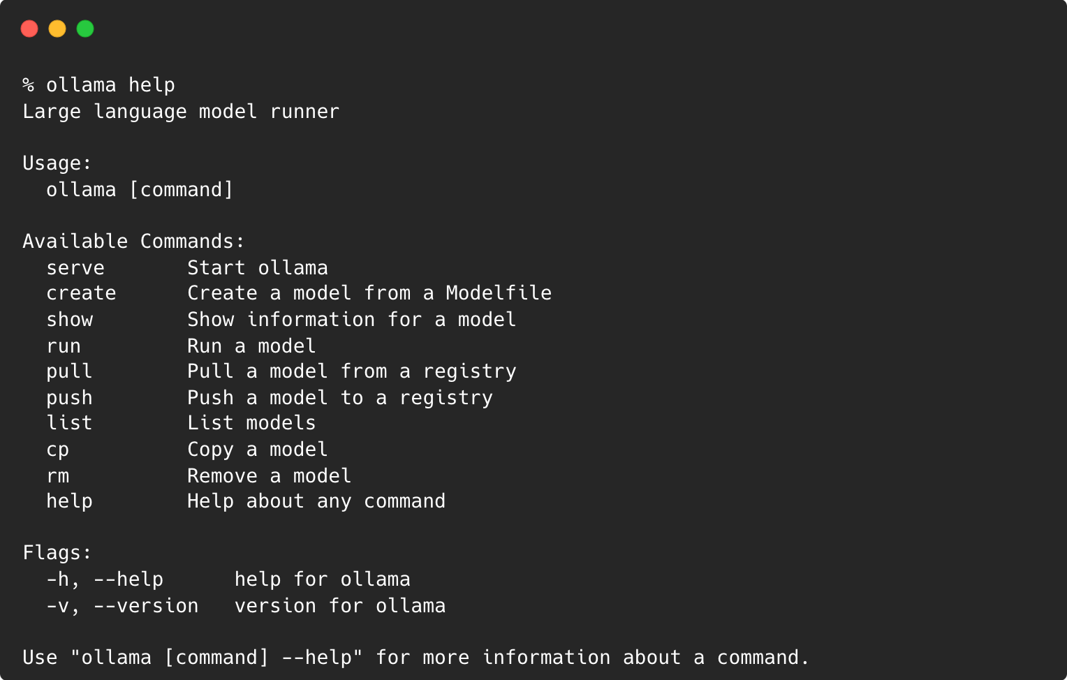 Ollama command line options